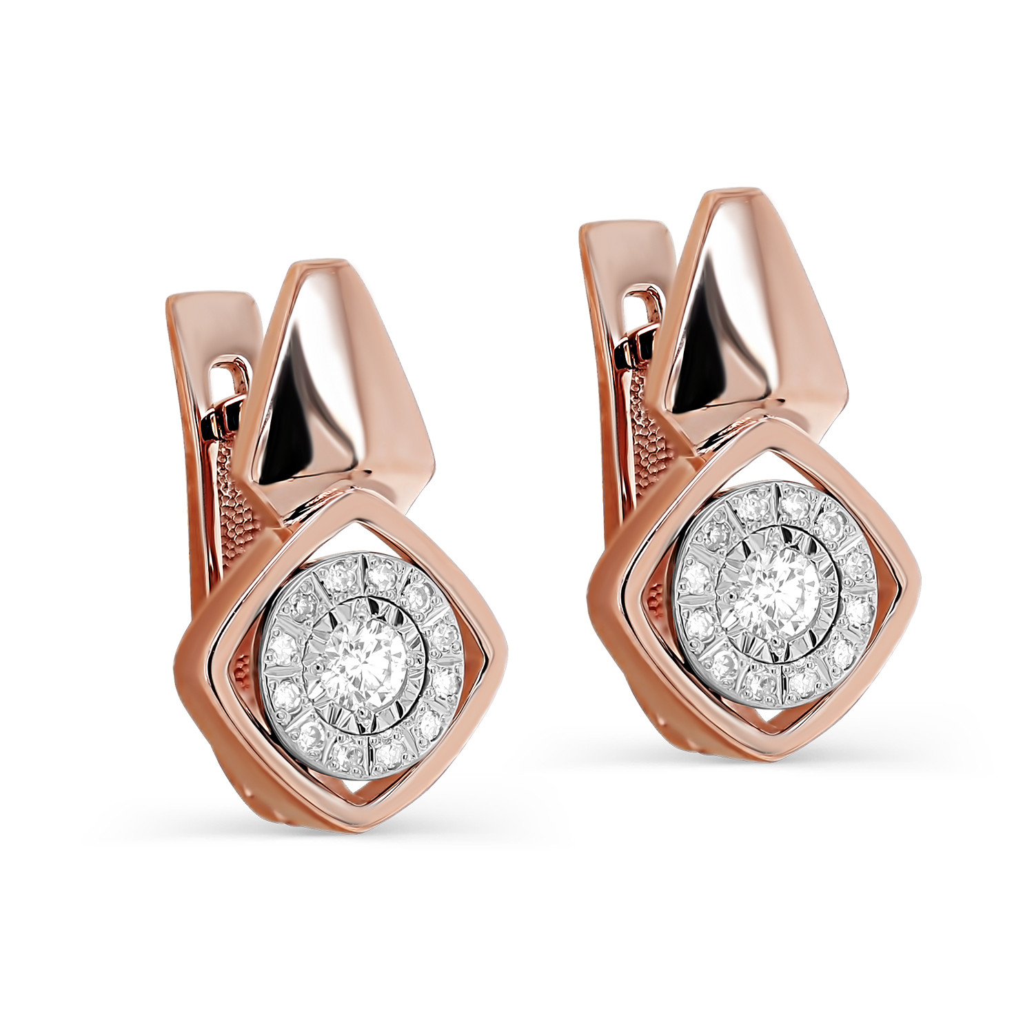 Серьги из красного золота с бриллиантами Ювелирное изделие - Серьги из красного золота с бриллиантами в магазине Best-Gold 032555