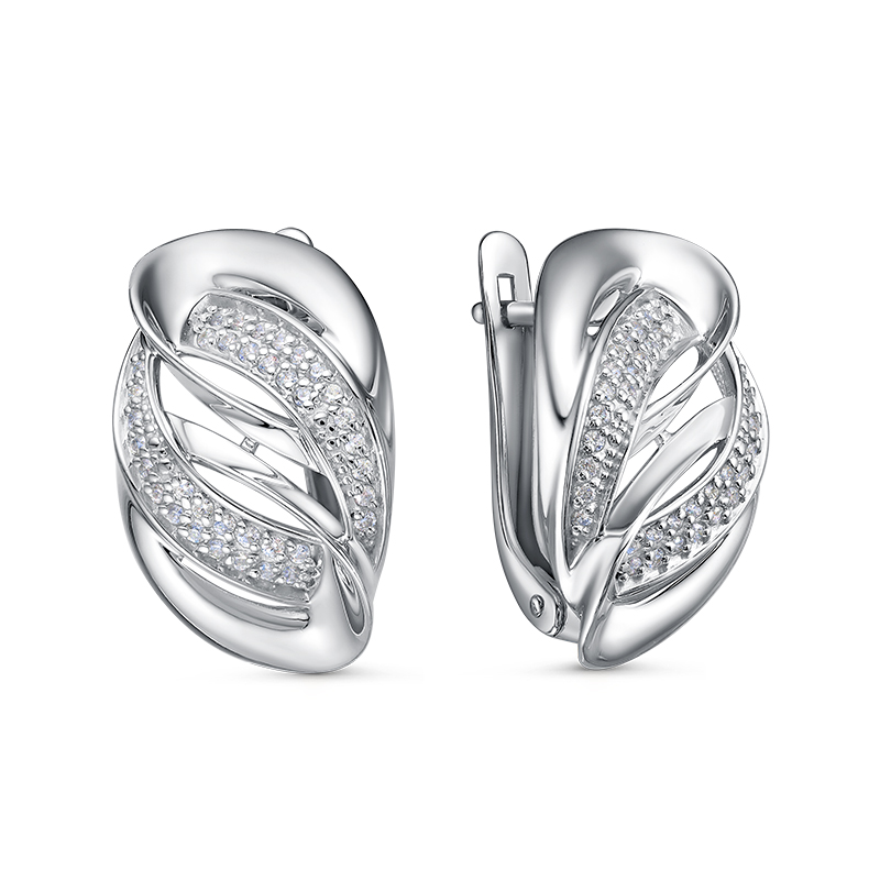 Ювелирное изделие - Серьги из серебра с фианитами в магазине Best-Gold 146929