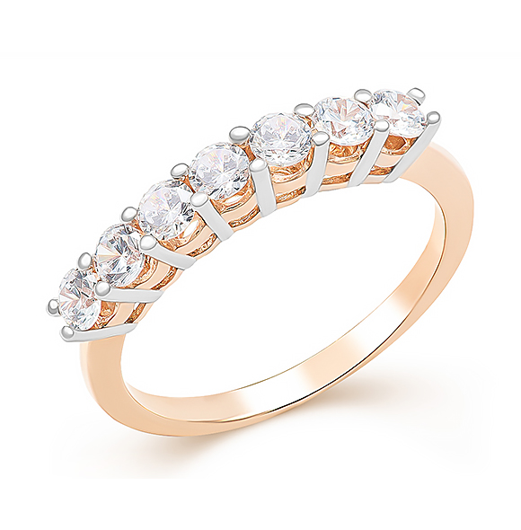 Кольцо из красного золота с фианитами