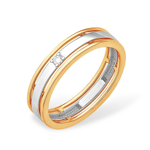 Обручальное кольцо из комбинированного золота с бриллиантом Ювелирное изделие - Обручальное кольцо из комбинированного золота с бриллиантом в магазине Best-Gold 035244