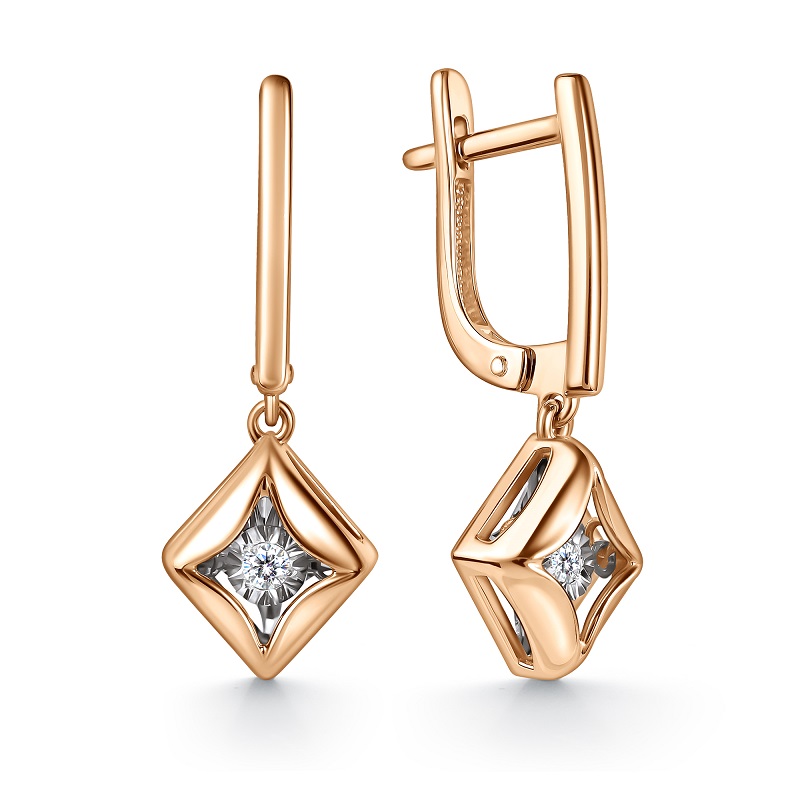 Ювелирное изделие - Серьги из красного золота с бриллиантами в магазине Best-Gold 154993