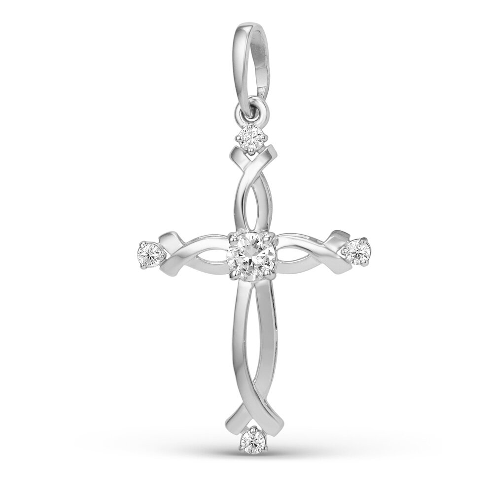 Ювелирное изделие - Крест в белом золоте с фианитами в магазине Best-Gold 129067