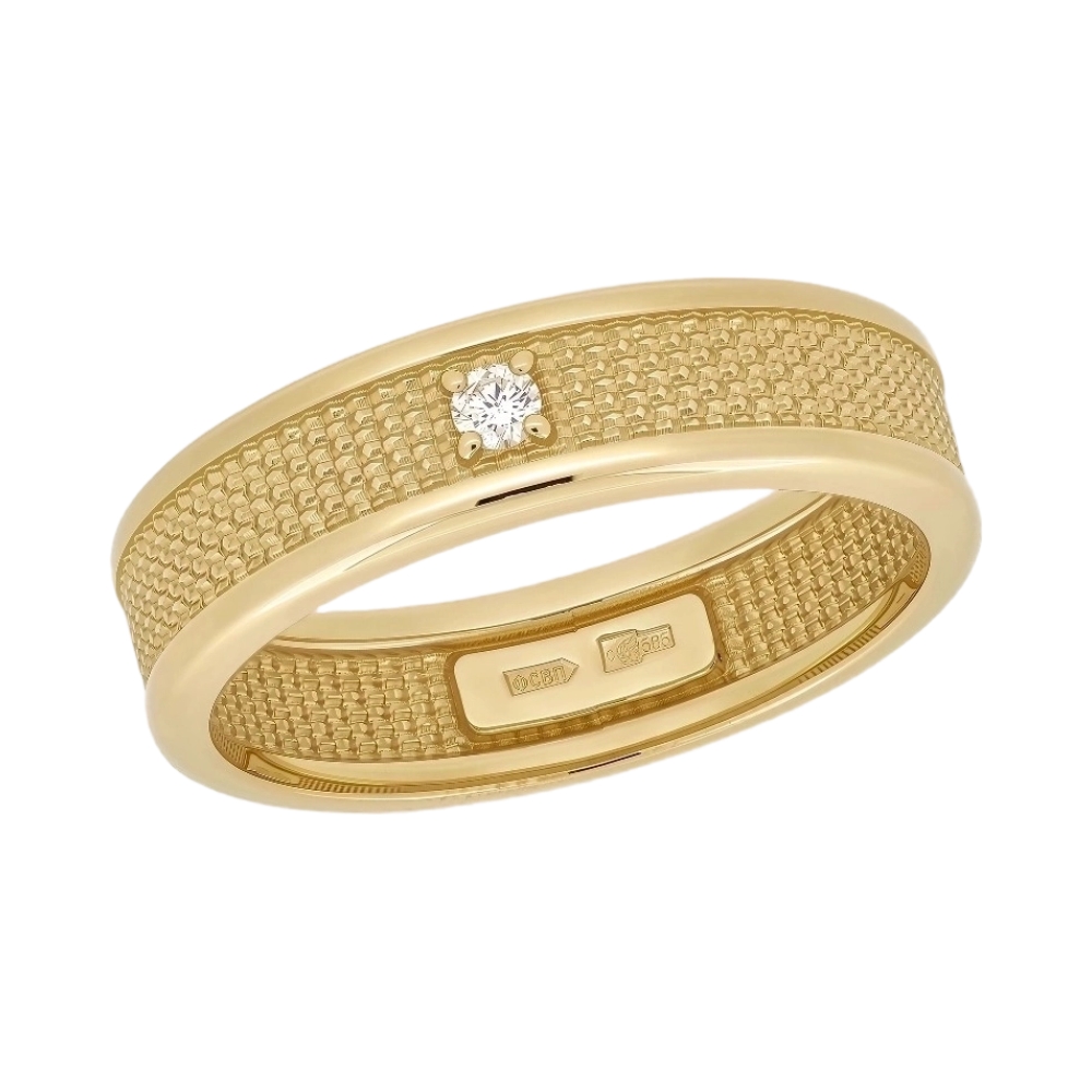 Обручальное кольцо из желтого золота с бриллиантом Ювелирное изделие - Обручальное кольцо из желтого золота с бриллиантом в магазине Best-Gold 154293