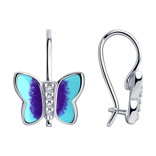 Серьги из серебра с фианитами и эмалью Ювелирное изделие - Серьги из серебра с фианитами и эмалью в магазине Best-Gold 121100