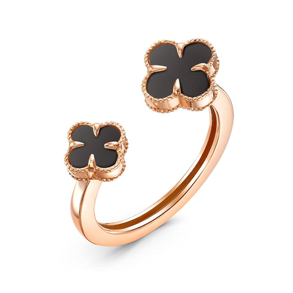 Кольцо из красного золота с ониксом Ювелирное изделие - Кольцо из красного золота с ониксом в магазине Best-Gold 140966