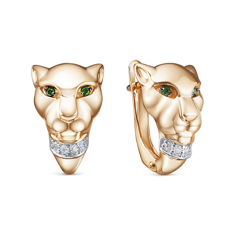 Серьги из красного золота с фианитами Ювелирное изделие - Серьги из красного золота с фианитами в магазине Best-Gold 140487