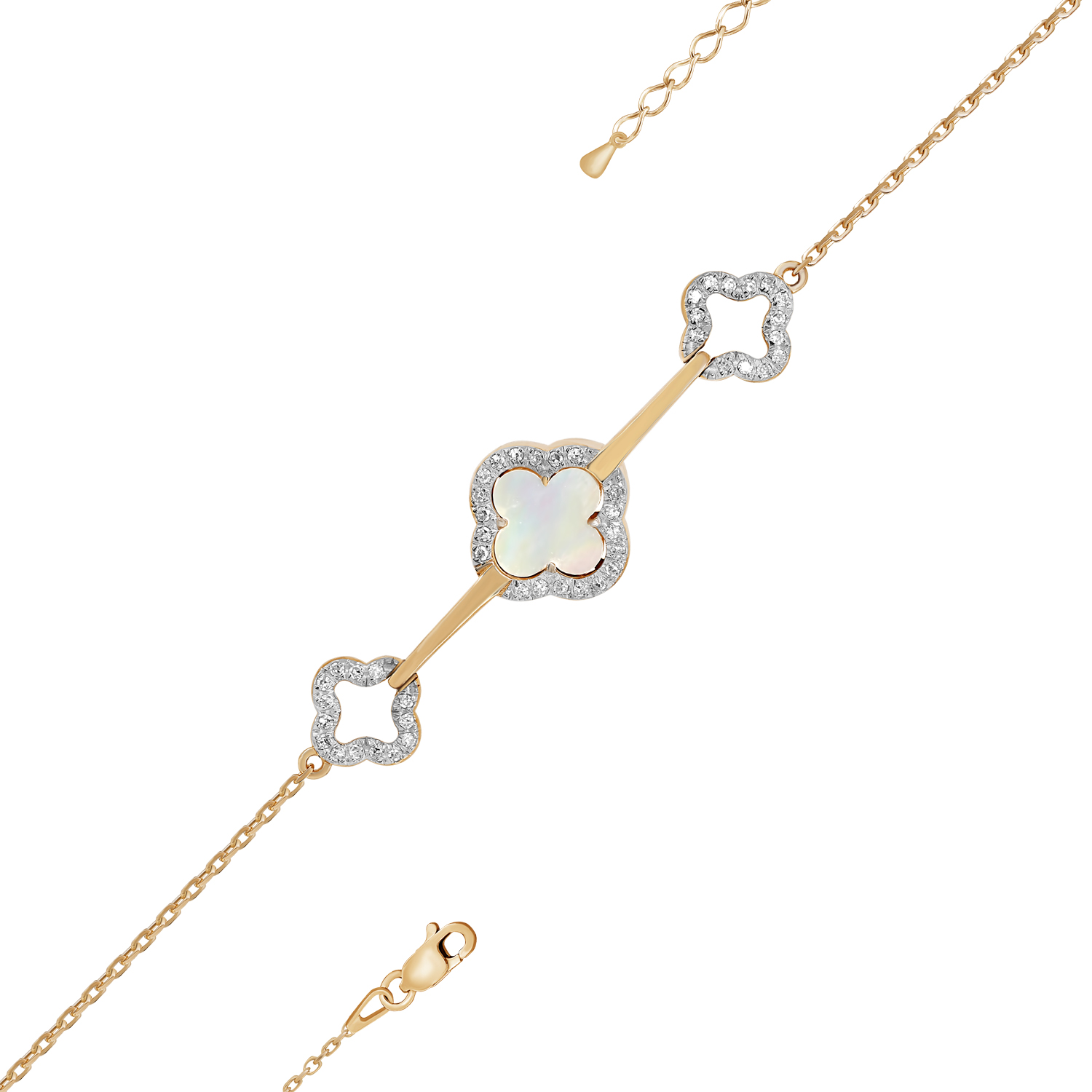 Браслет из красного золота с перламутром и бриллиантами Ювелирное изделие - Браслет из красного золота с перламутром и бриллиантами в магазине Best-Gold 150763