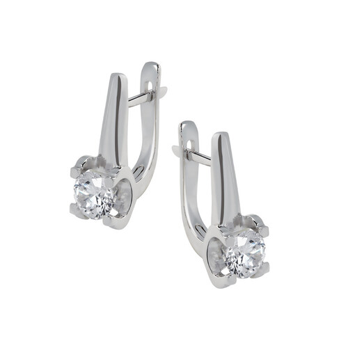 Ювелирное изделие - Серьги из белого золота с кристаллом Swarovski в магазине Best-Gold 072413