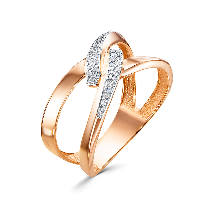 Кольцо из красного золота с фианитами Ювелирное изделие - Кольцо из красного золота с фианитами в магазине Best-Gold 128081