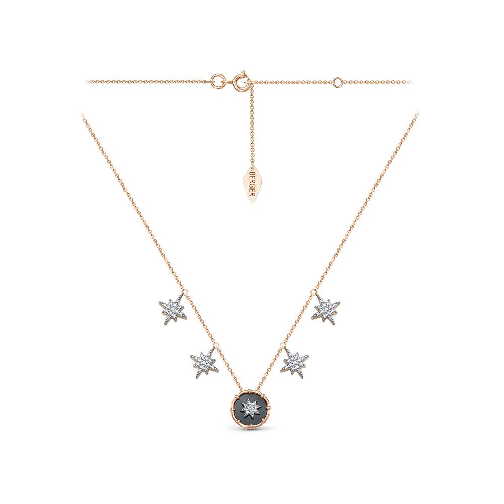 Ювелирное изделие - Колье из красного золота с фианитами и ониксом в магазине Best-Gold 147674