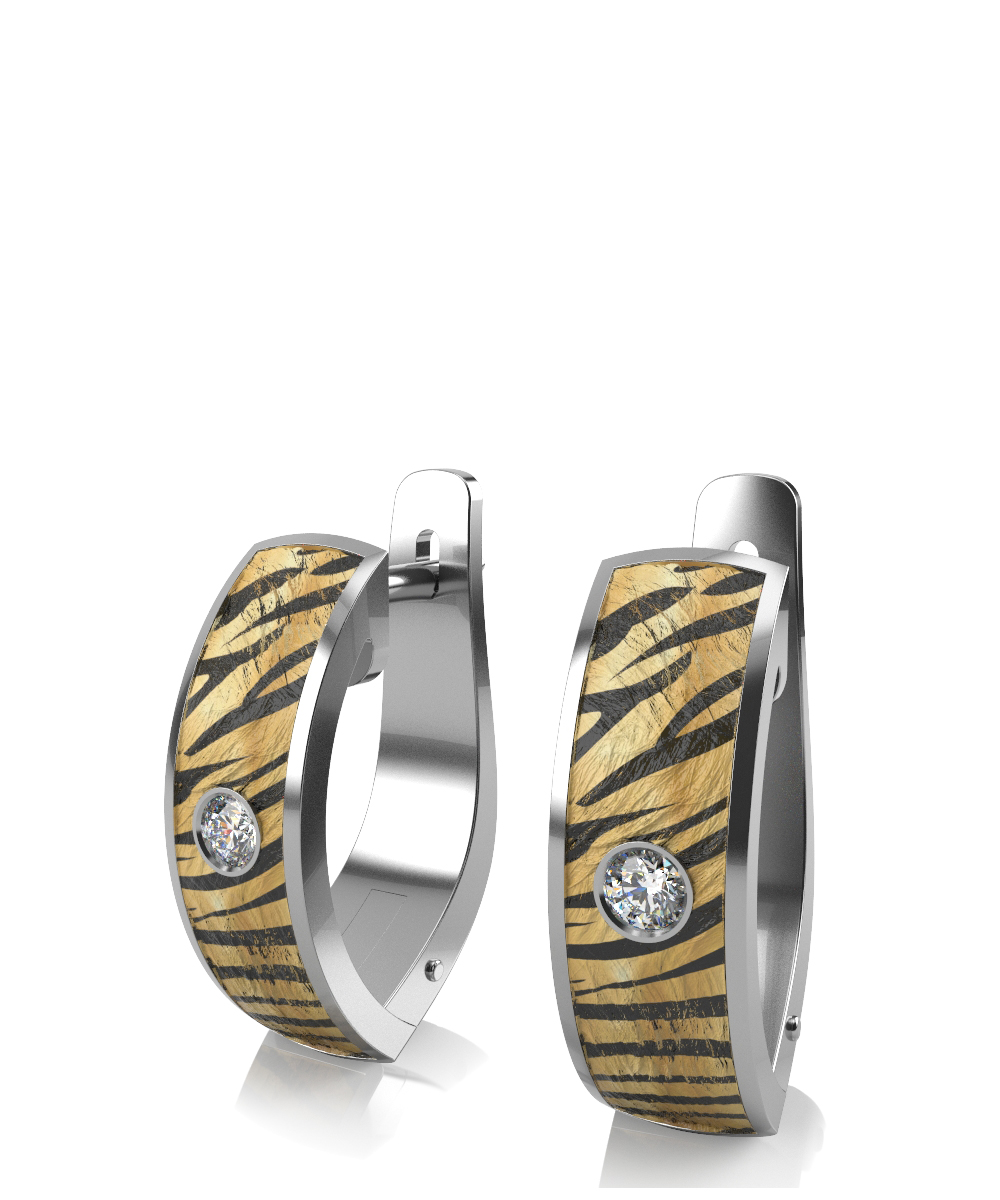 Серьги из серебра с фианитами и керамикой Ювелирное изделие - Серьги из серебра с фианитами и керамикой в магазине Best-Gold 134618