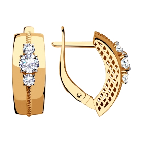 Серьги из красного золота с фианитами Ювелирное изделие - Серьги из красного золота с фианитами в магазине Best-Gold 014945