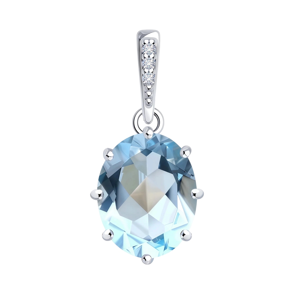 Ювелирное изделие - Подвеска из серебра с топазом и фианитами в магазине Best-Gold 152592