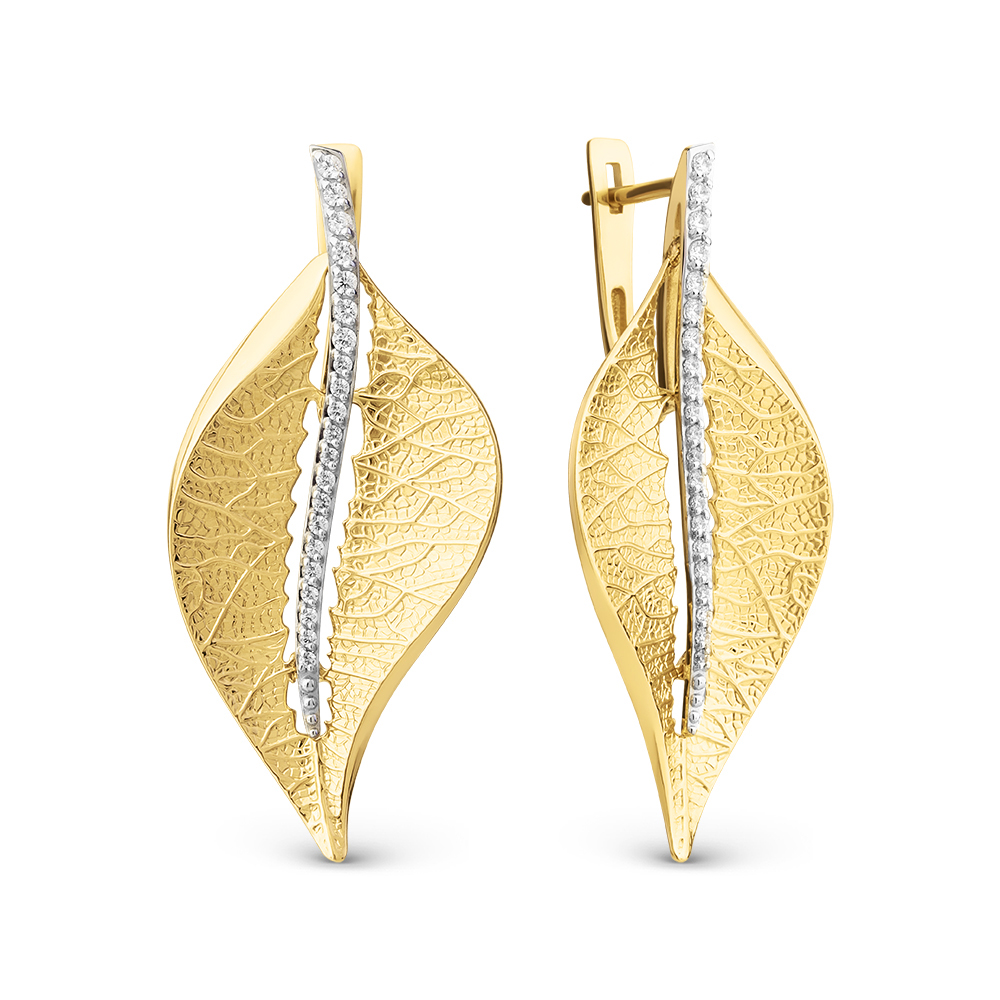 Серьги из желтого золота с фианитами Ювелирное изделие - Серьги из желтого золота с фианитами в магазине Best-Gold 151627