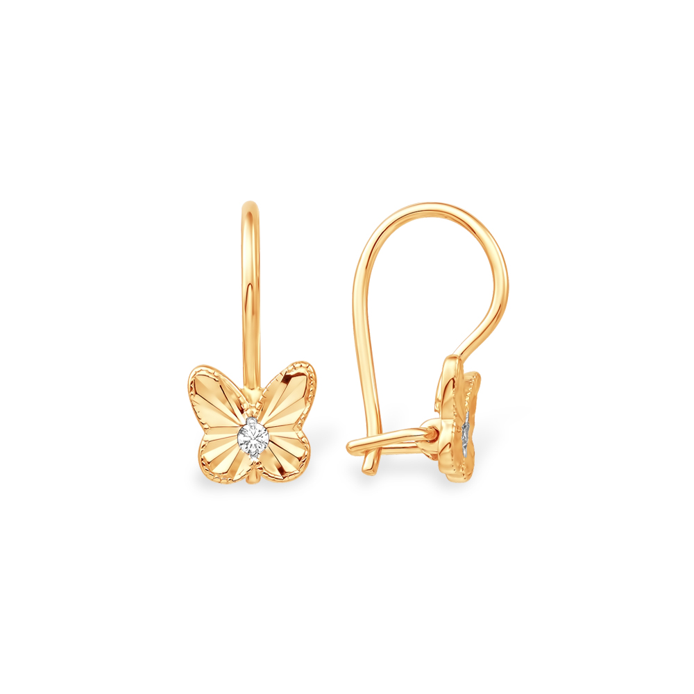 Серьги из красного золота с фианитами Ювелирное изделие - Серьги из красного золота с фианитами в магазине Best-Gold 141410