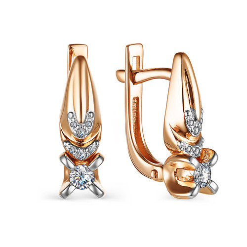 Серьги из красного золота с бриллиантами Ювелирное изделие - Серьги из красного золота с бриллиантами в магазине Best-Gold 081192