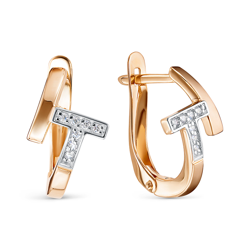 Серьги из красного золота с фианитами Ювелирное изделие - Серьги из красного золота с фианитами в магазине Best-Gold 142508