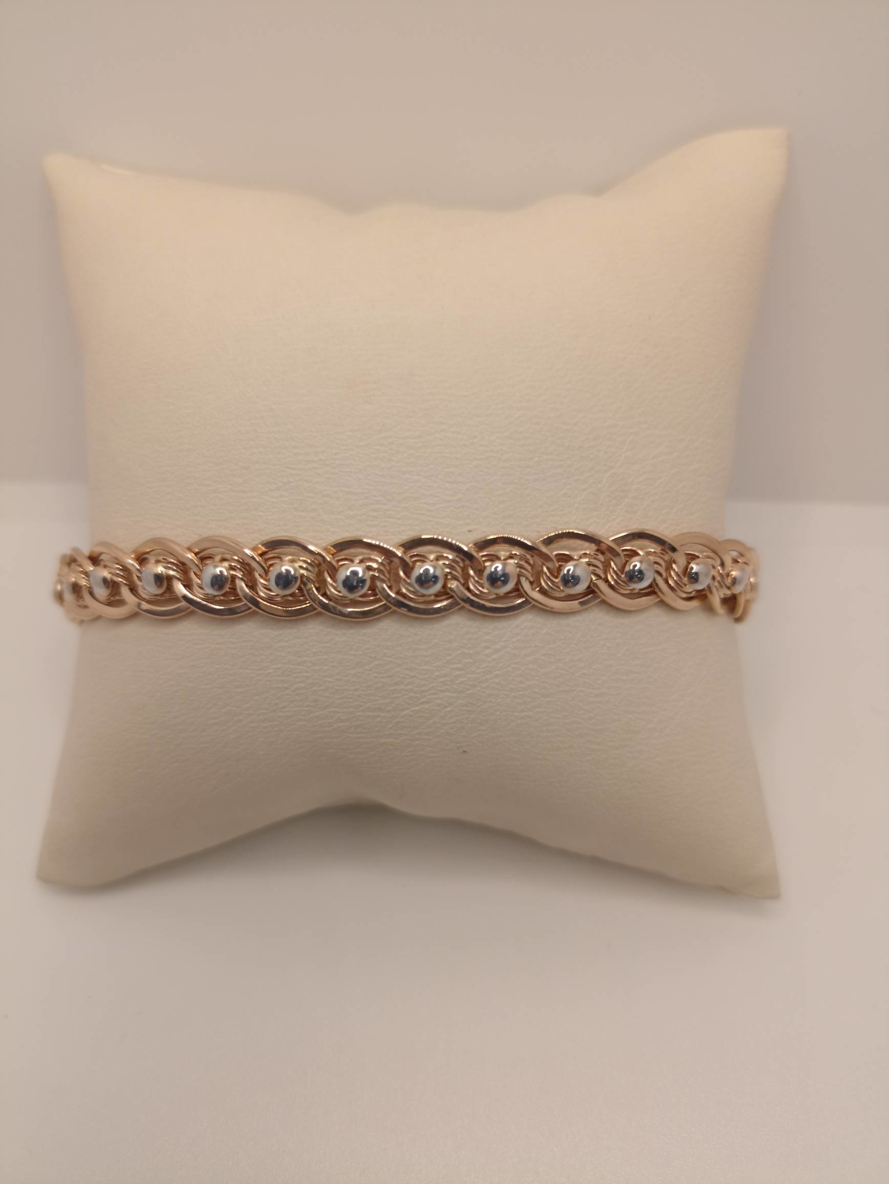 Браслет из красного золота, плетение Нонна-бисмарк