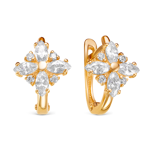 Серьги из красного золота с фианитами Ювелирное изделие - Серьги из красного золота с фианитами в магазине Best-Gold 126143