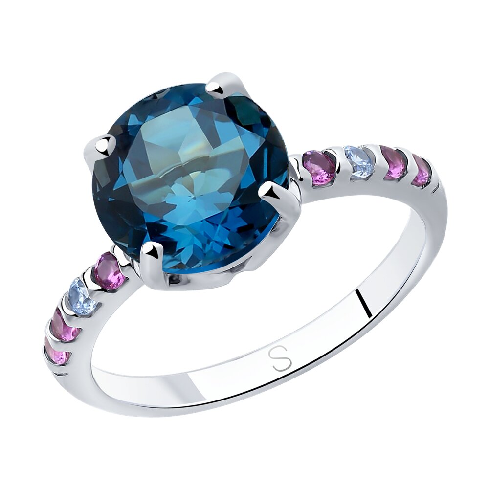 Ювелирное изделие - Кольцо из серебра с ситаллом и фианитами в магазине Best-Gold 028171