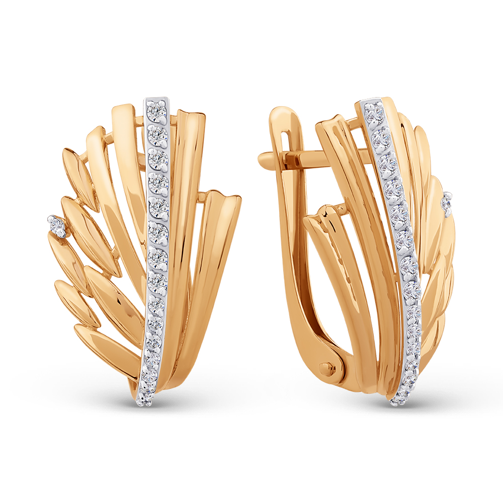 Ювелирное изделие - Серьги из красного золота с фианитами в магазине Best-Gold 155412