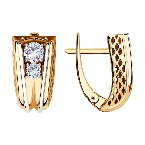 Серьги из красного золота с фианитами Ювелирное изделие - Серьги из красного золота с фианитами в магазине Best-Gold 087502