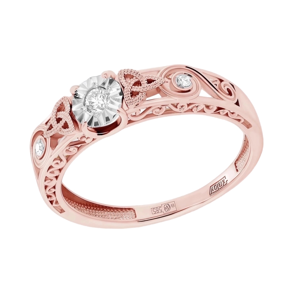 Ювелирное изделие - Кольцо из красного золота с бриллиантами в магазине Best-Gold 154904