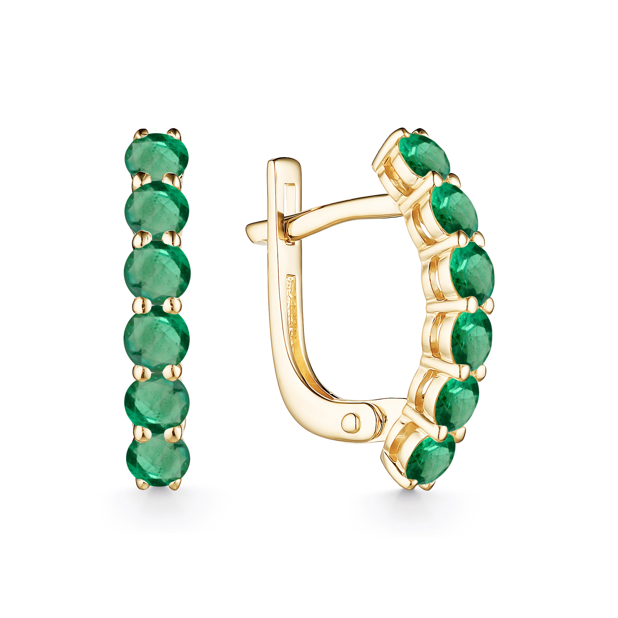 Ювелирное изделие - Серьги из жёлтого золота с изумрудами в магазине Best-Gold 039168