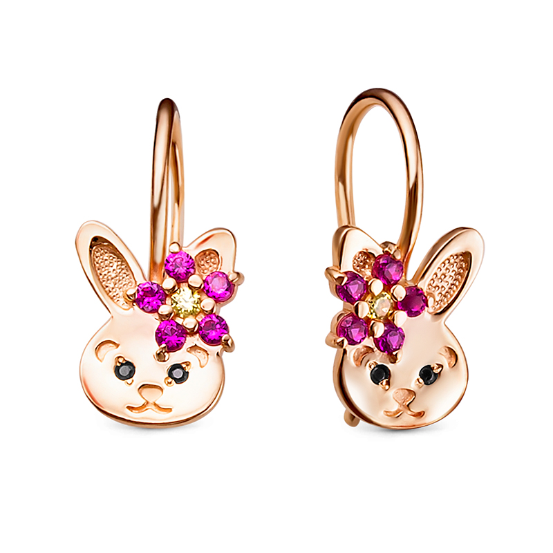 Серьги из красного золота с фианитами Ювелирное изделие - Серьги из красного золота с фианитами в магазине Best-Gold 133068