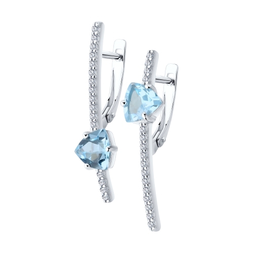 Серьги из серебра с топазами и фианитами Ювелирное изделие - Серьги из серебра с топазами и фианитами в магазине Best-Gold 007257