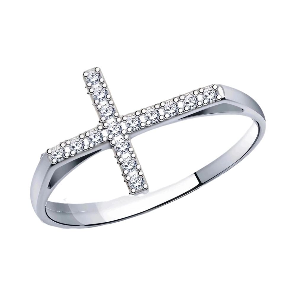 Ювелирное изделие - Кольцо из белого золота с фианитами в магазине Best-Gold 073064