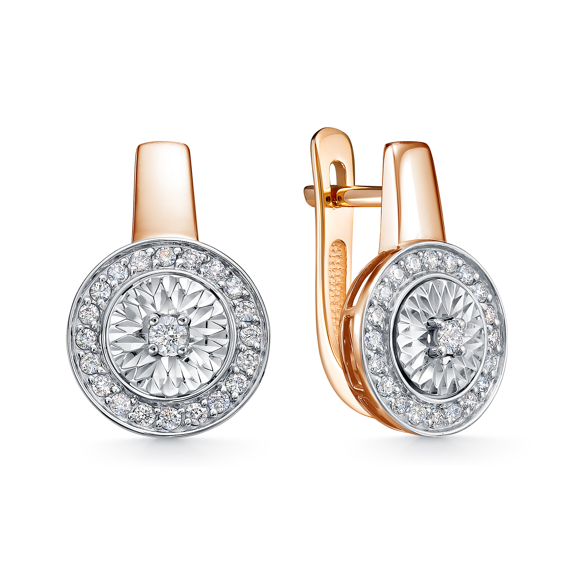 Серьги в красном золоте с бриллиантами Ювелирное изделие - Серьги в красном золоте с бриллиантами в магазине Best-Gold 141616