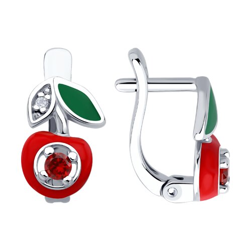 Серьги из серебра с фианитами и эмалью Ювелирное изделие - Серьги из серебра с фианитами и эмалью в магазине Best-Gold 149875