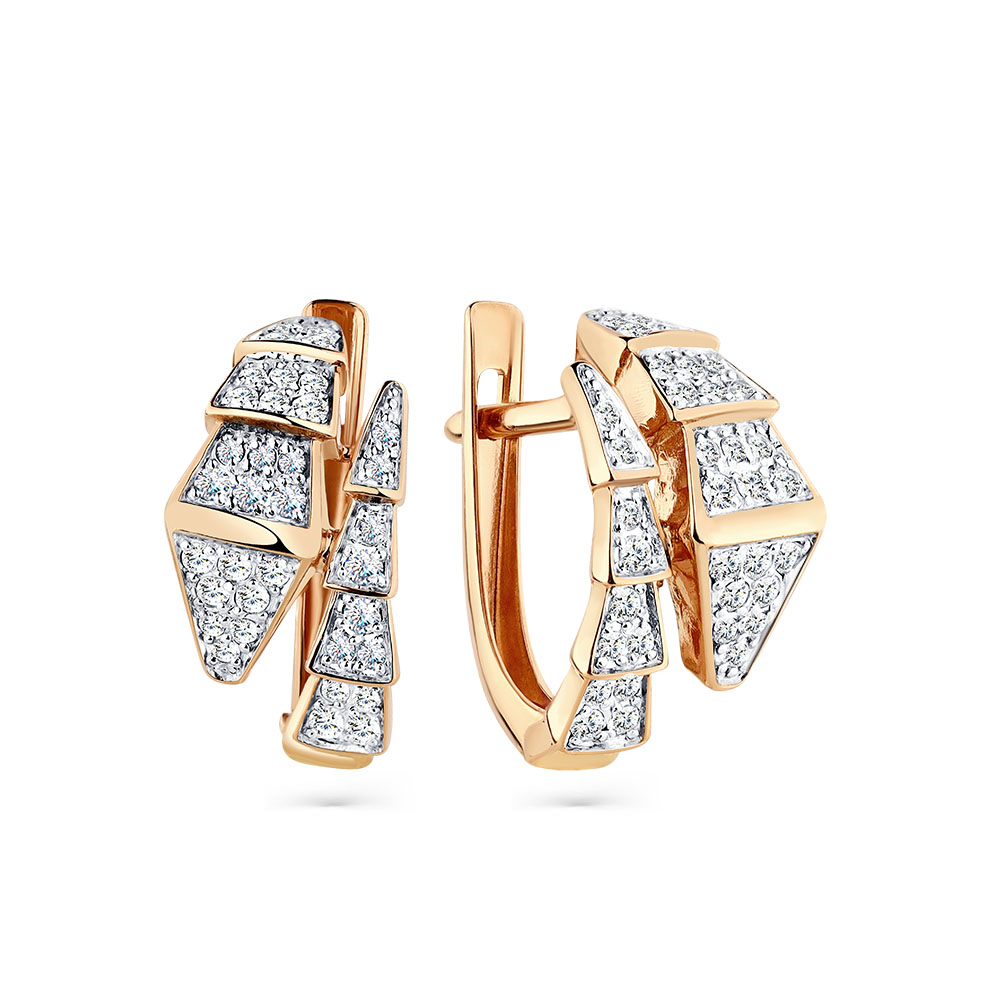 Ювелирное изделие - Серьги из красного золота с фианитами в магазине Best-Gold 142922