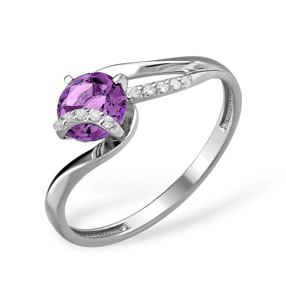 Кольцо из серебра с аметистом и фианитами Ювелирное изделие - Кольцо из серебра с аметистом и фианитами в магазине Best-Gold 127804