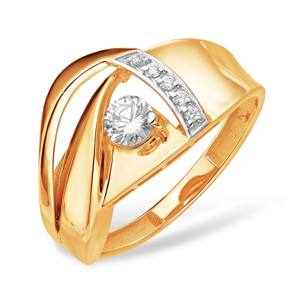 Кольцо из красного золота с фианитом