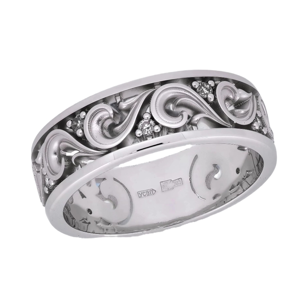 Обручальное кольцо из белого золота с бриллиантами Ювелирное изделие - Обручальное кольцо из белого золота с бриллиантами в магазине Best-Gold 154299