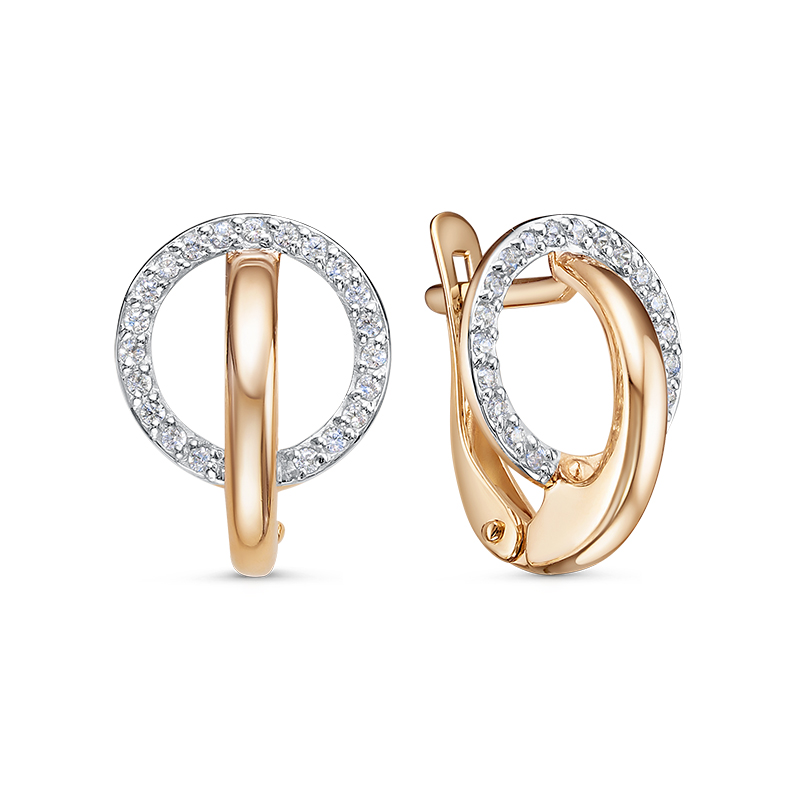 Серьги из красного золота с фианитами Ювелирное изделие - Серьги из красного золота с фианитами в магазине Best-Gold 133086