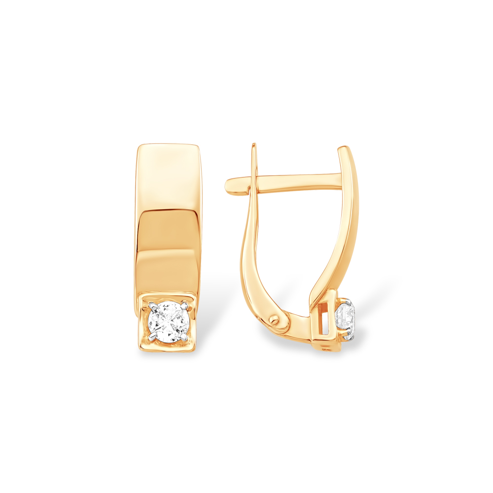 Серьги из красного золота с фианитами Ювелирное изделие - Серьги из красного золота с фианитами в магазине Best-Gold 140371