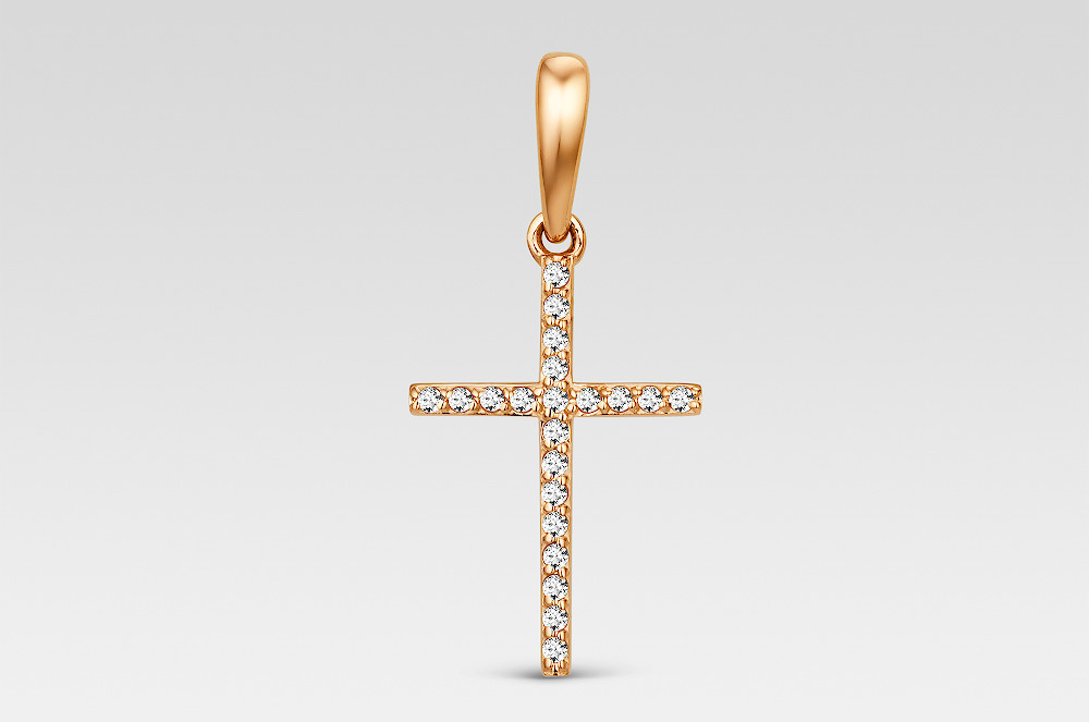 Крест из красного золота с бриллиантами Ювелирное изделие - Крест из красного золота с бриллиантами в магазине Best-Gold 030951