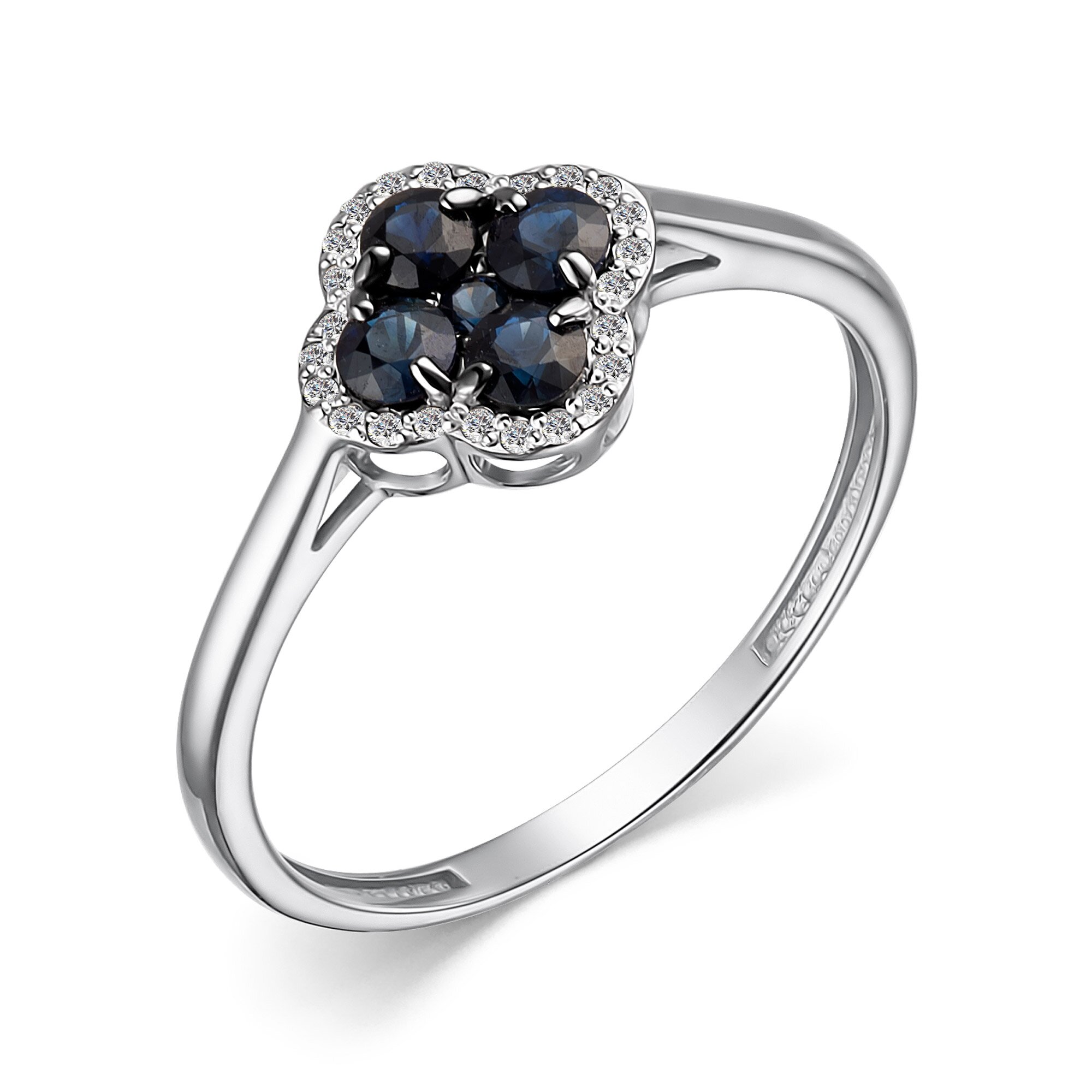 Кольцо из белого золота с сапфиром и бриллиантами Ювелирное изделие - Кольцо из белого золота с сапфиром и бриллиантами в магазине Best-Gold 084913
