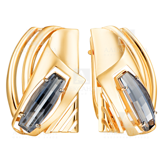 Ювелирное изделие - Серьги из красного золота с ситалл "Ocean Grey" в магазине Best-Gold 152284