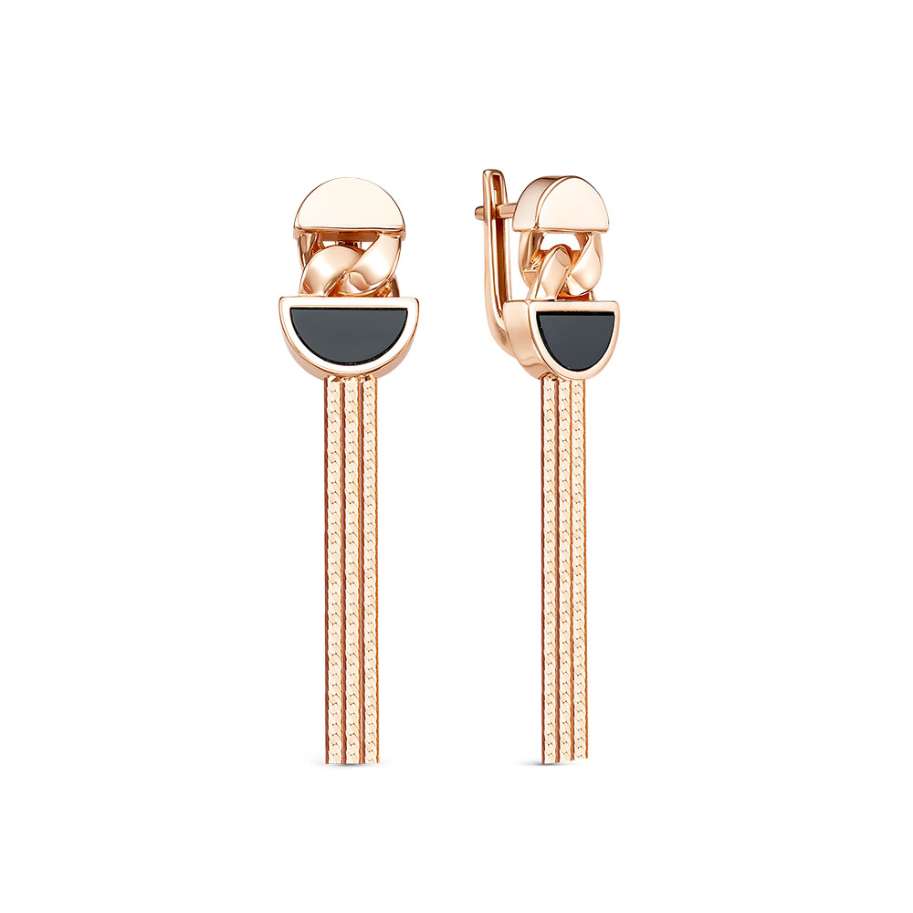 Серьги из красного золота с ониксом