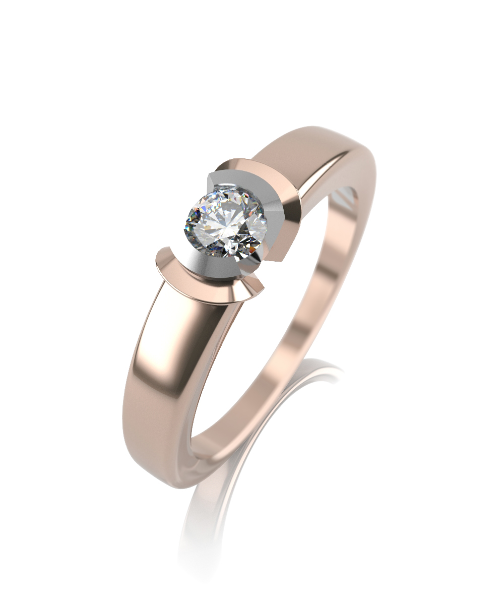 Кольцо помолвочное из комбинированного золота с бриллиантом Ювелирное изделие - Кольцо помолвочное из комбинированного золота с бриллиантом в магазине Best-Gold 035184