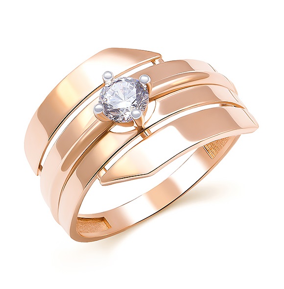 Кольцо из красного золота с фианитом