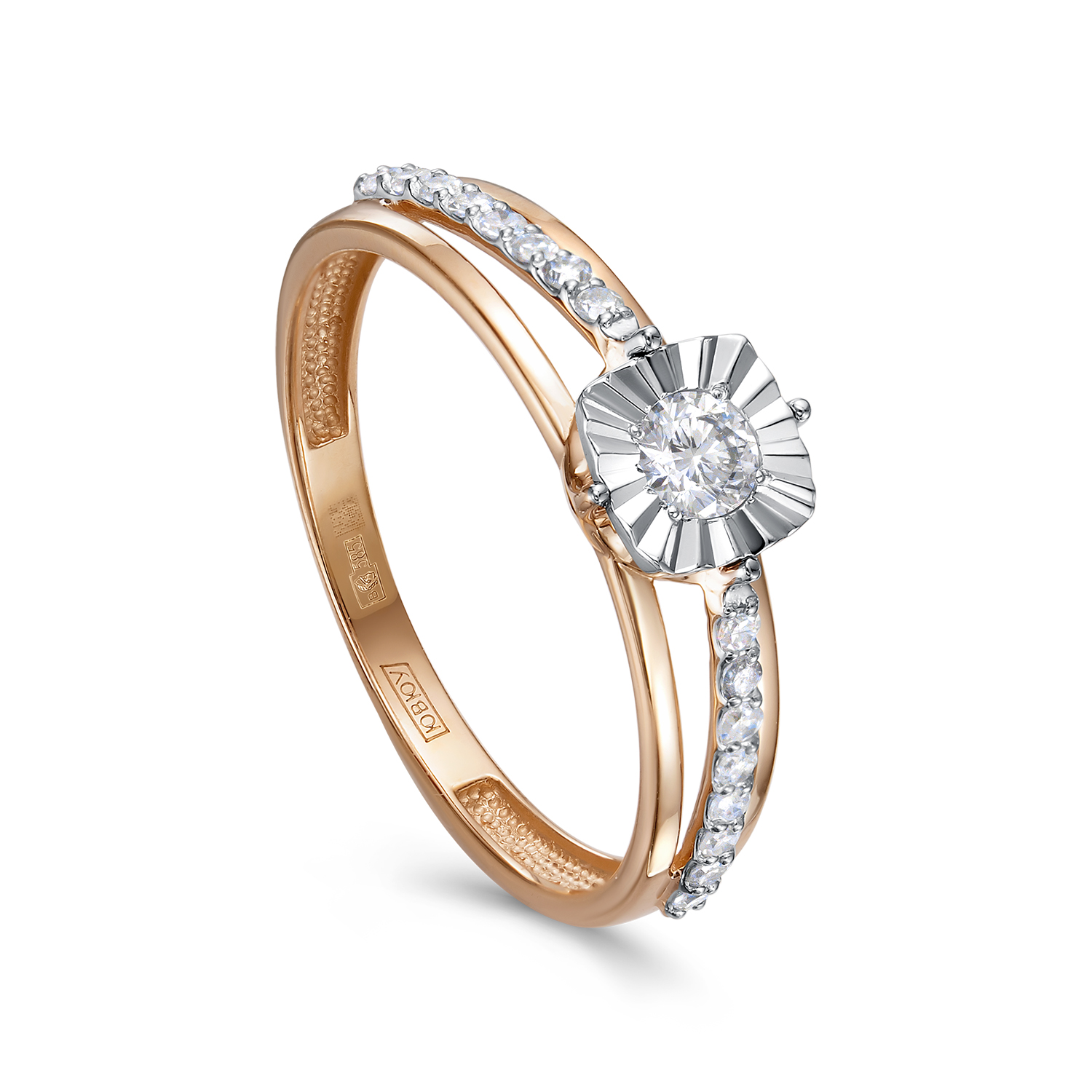 Кольцо из красного золота с бриллиантами Ювелирное изделие - Кольцо из красного золота с бриллиантами в магазине Best-Gold 150735