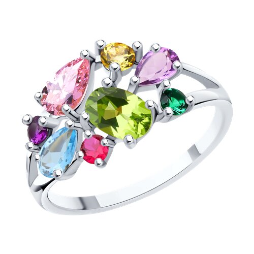 Кольцо в серебре с миксом камней Ювелирное изделие - Кольцо в серебре с миксом камней в магазине Best-Gold 131659