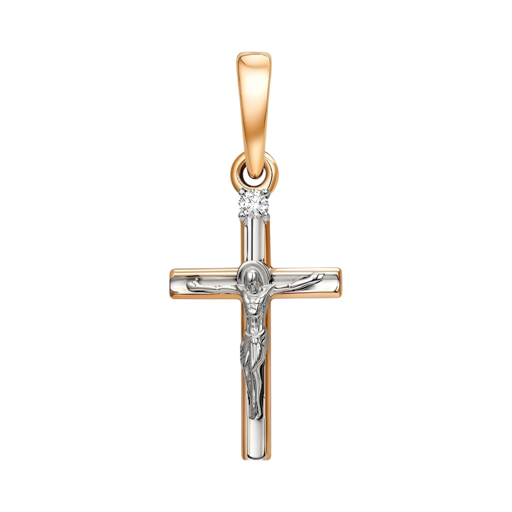 Ювелирное изделие - Крест из красного золота с бриллиантом в магазине Best-Gold 156087