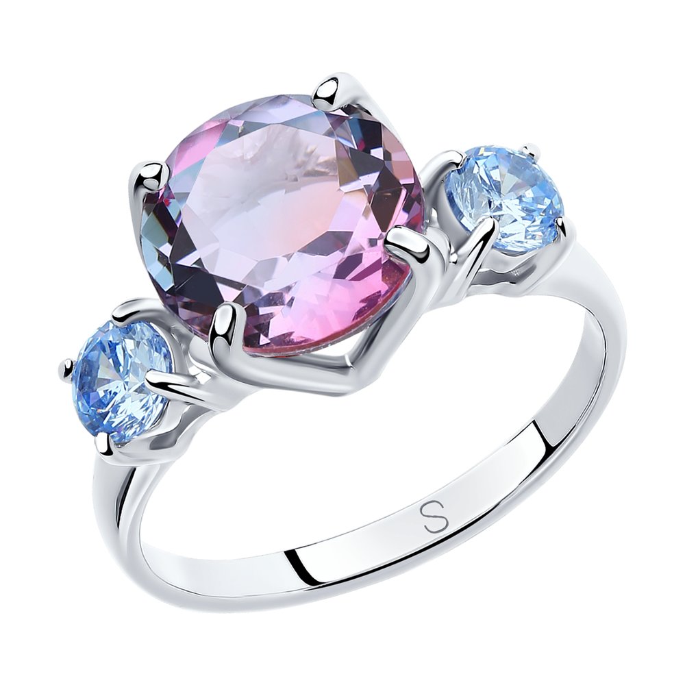 Кольцо из серебра с ситаллом и фианитами Ювелирное изделие - Кольцо из серебра с ситаллом и фианитами в магазине Best-Gold 000625