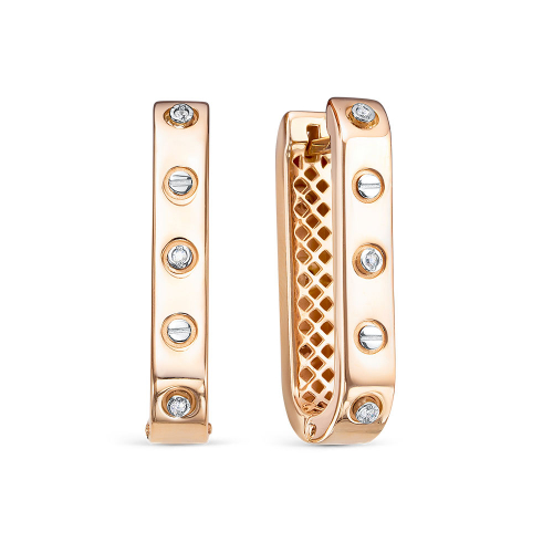 Серьги из красного золота с фианитами Ювелирное изделие - Серьги из красного золота с фианитами в магазине Best-Gold 130959